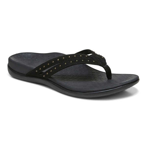 Vionic Sandals Ireland - Tasha Toe Post Sandal Black - Womens Shoes Clearance | MXCHE-0862